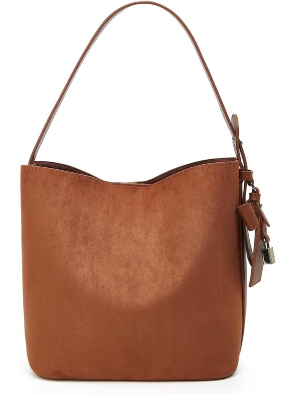 Faux Suede Shoulder Bag for Women Vintage Suede Bucket Handbag Small Work Crossb